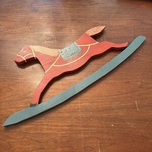 Vintage Wood Rocking Horse Wall Hanging Americana Country